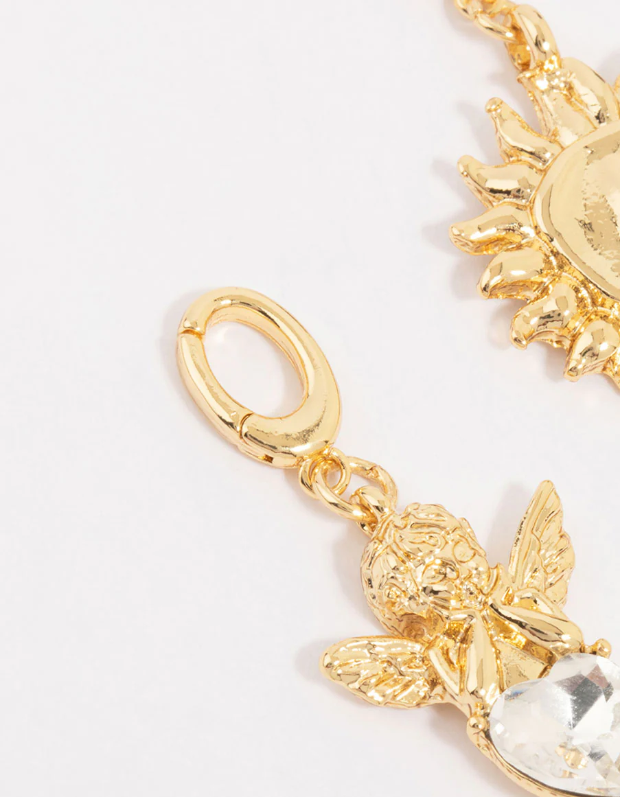 Gold Plated Angel & Sun Charms 3-Pack - Image 2