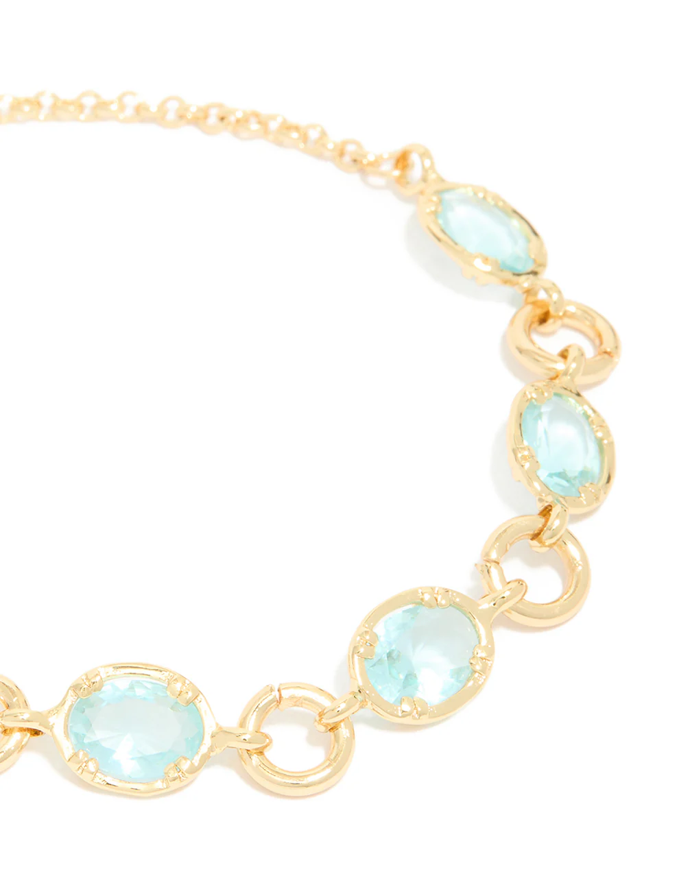 Gold Plated Aqua Cubic Zirconia Large Toggle Bracelet - Image 4