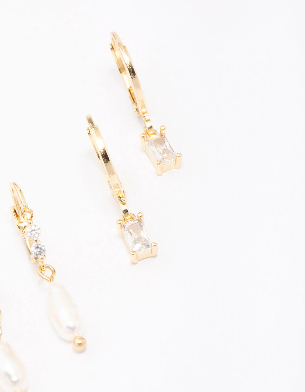 Gold Plated Baguette & Pearl Earring Pack - Image 3