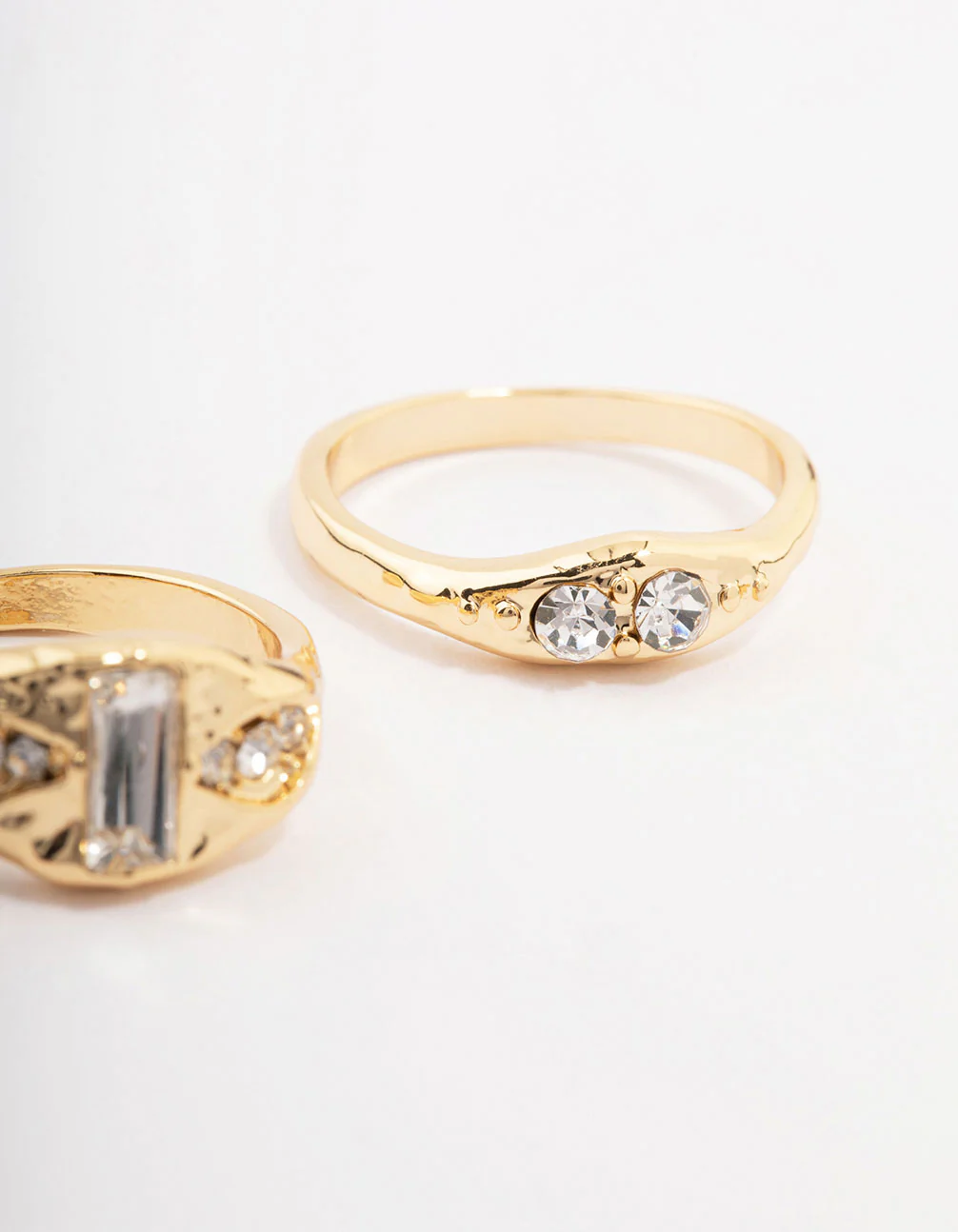 Gold Plated Baguette Signet Stacking Ring Pack - Image 3