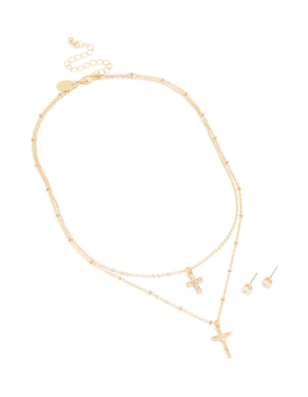 Gold Plated Beaded & Diamante Earrings & Necklace Pack - Image 2
