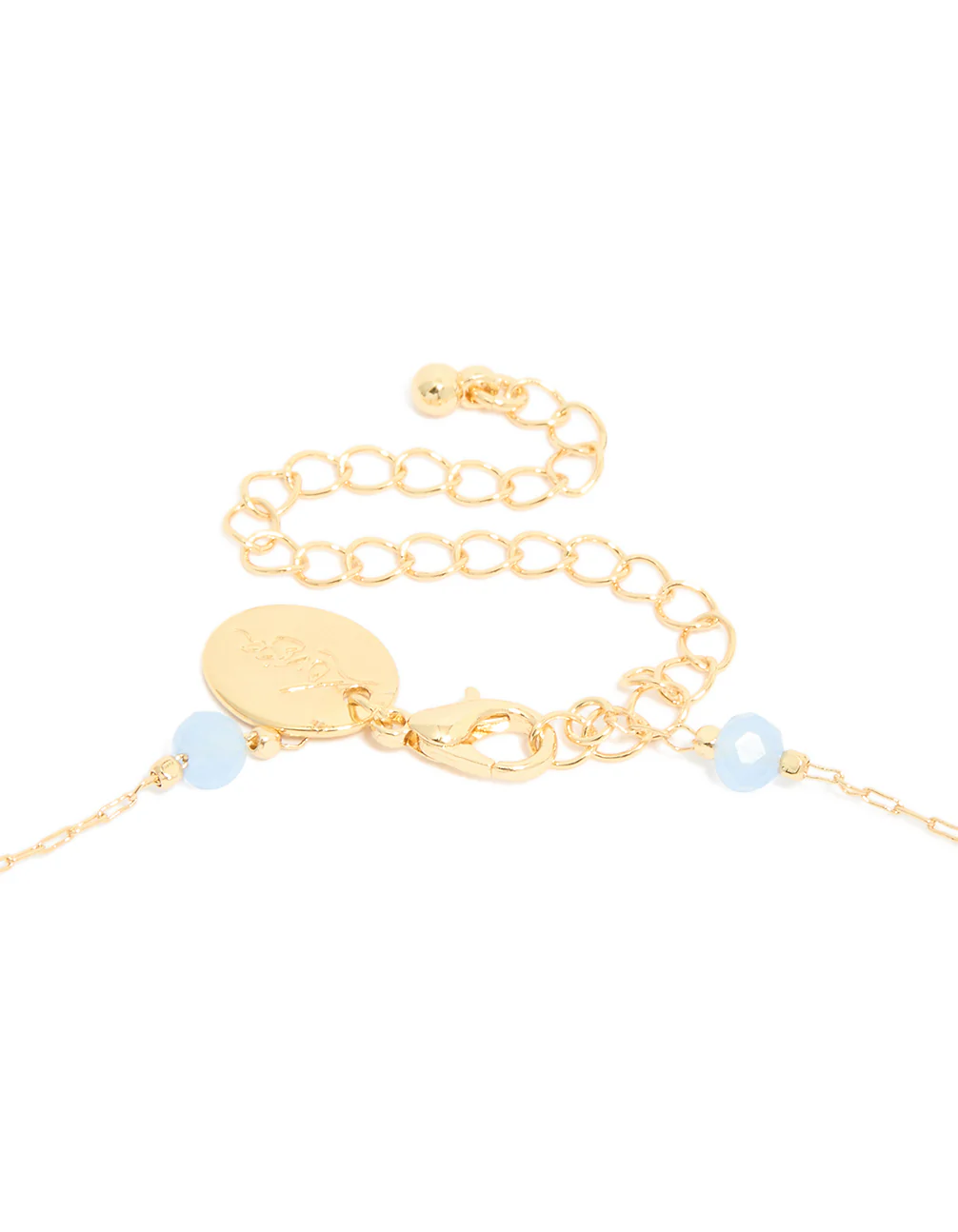 Gold Plated Blue Beaded & Evil Eye Pendant Necklace - Image 5