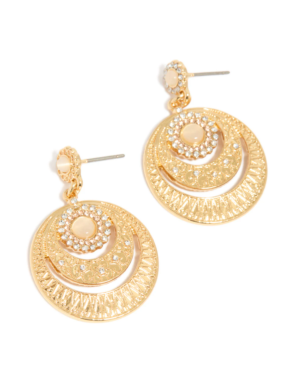 Gold Plated Boho Circle Drop Earrings - Image 2