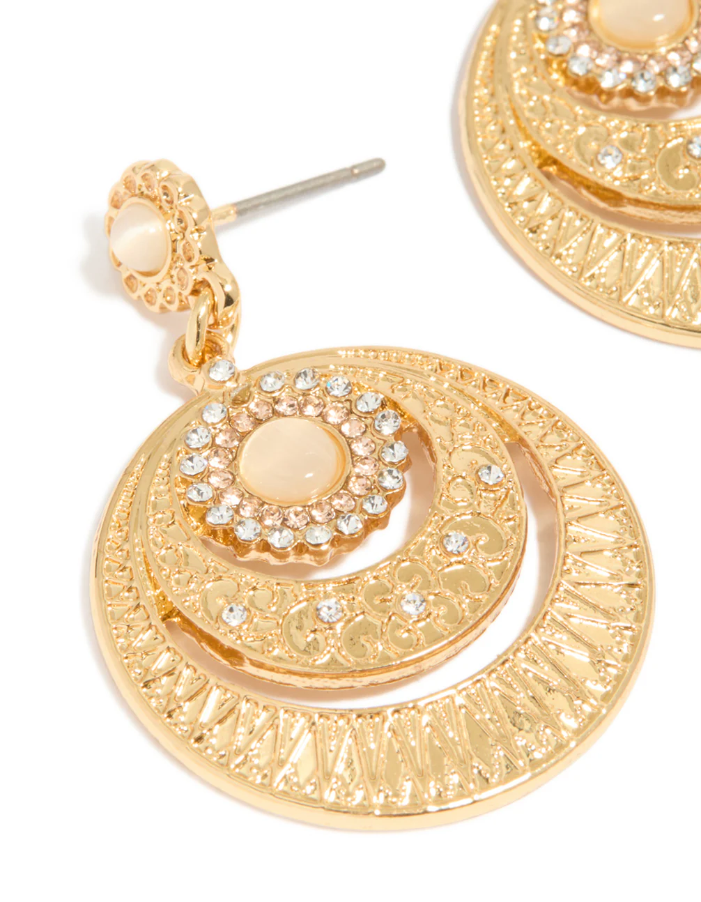 Gold Plated Boho Circle Drop Earrings - Image 4