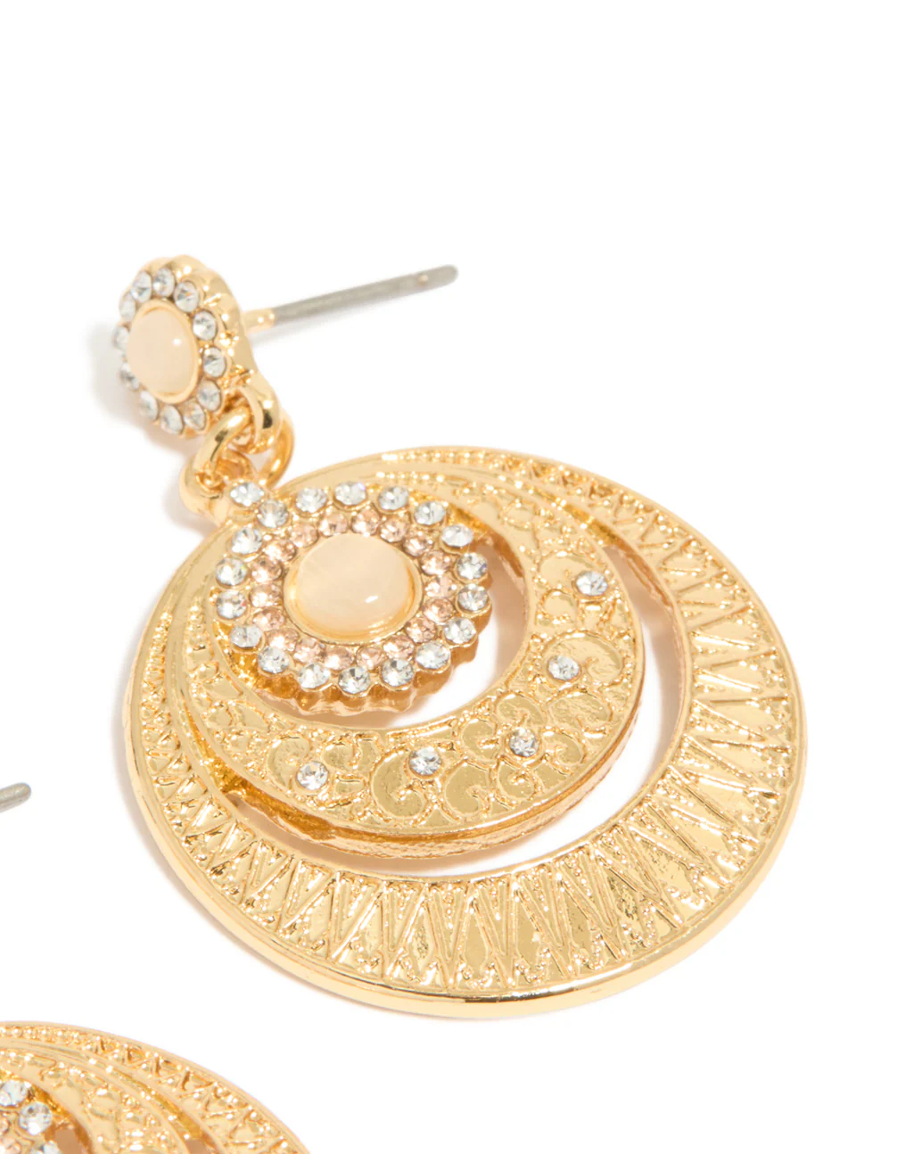 Gold Plated Boho Circle Drop Earrings - Image 5