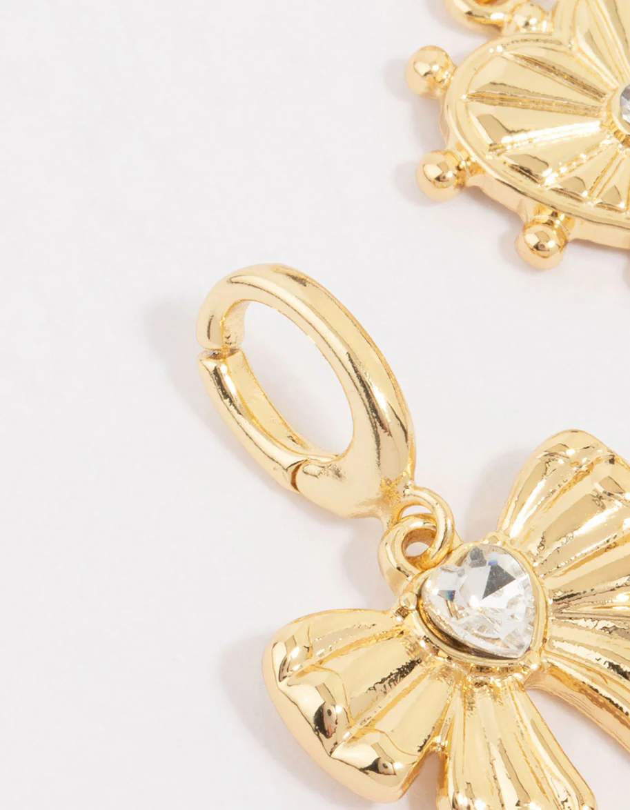 Gold Plated Bow & Heart Charms 3-Pack - Image 2