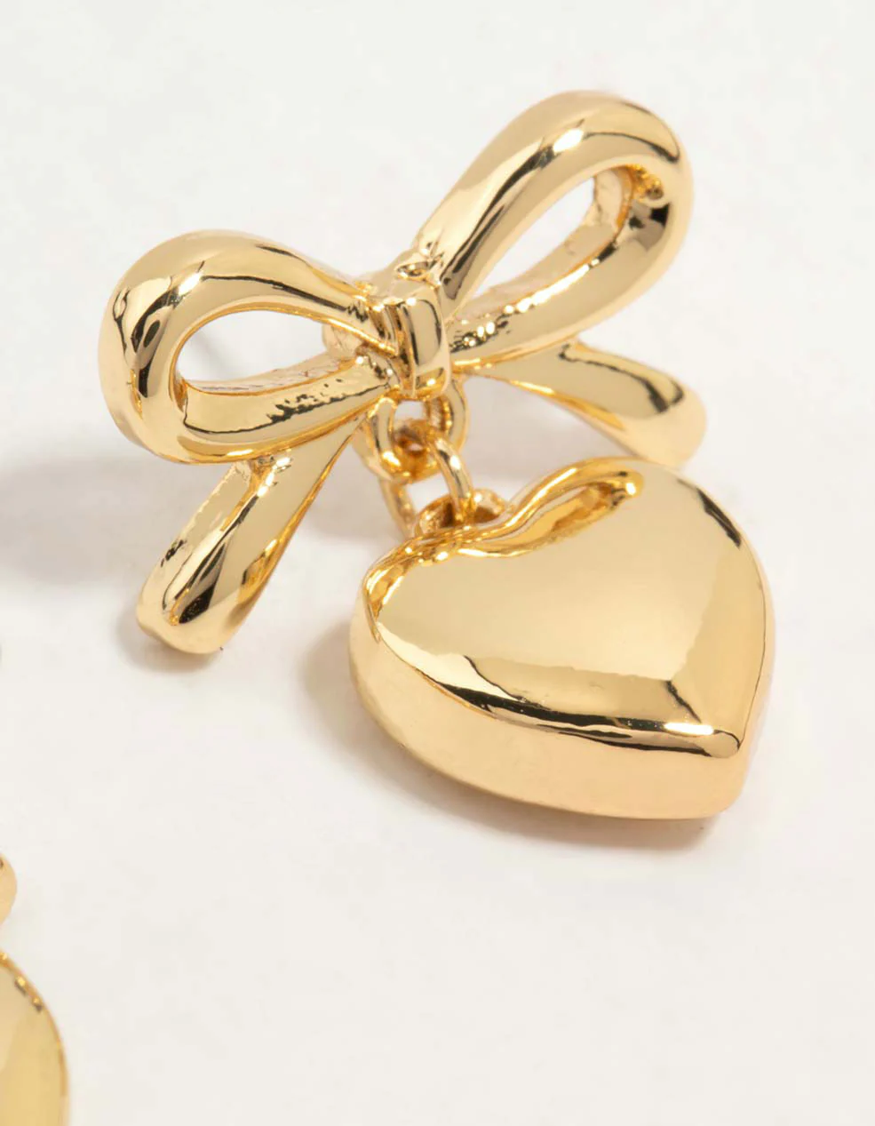 Gold Plated Bow Heart Stud Earrings - Image 5