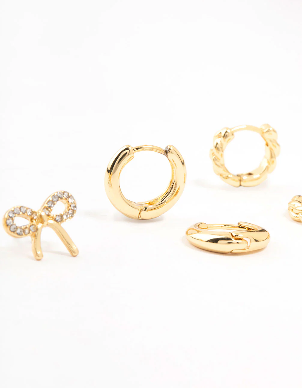 Gold Plated Bow & Hoop Earrings 3-Pack - Image 2