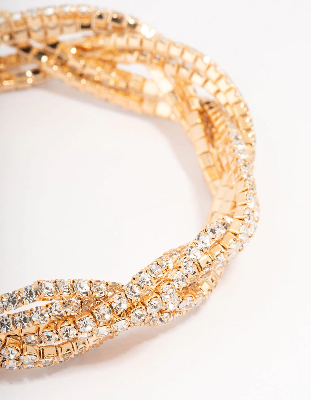 Gold Plated Braided Diamante Bracelet - Image 2