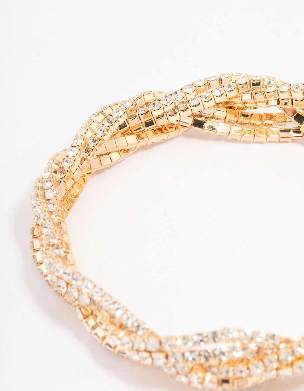 Gold Plated Braided Diamante Bracelet - Image 3