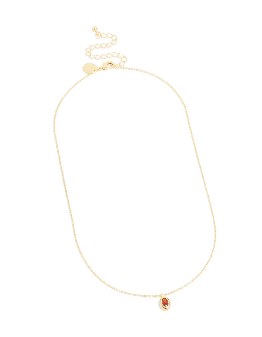 Gold Plated Brass Garnet Cubic Zirconia January Birthstone Necklace - Image 4
