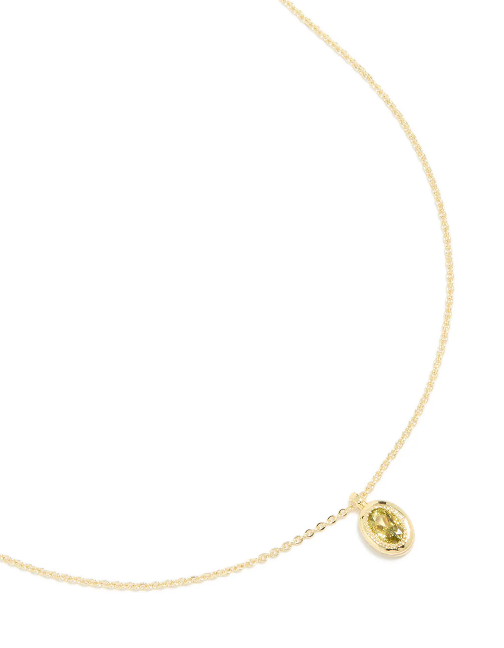 Gold Plated Brass Peridot Cubic Zirconia August Birthstone Necklace - Image 2