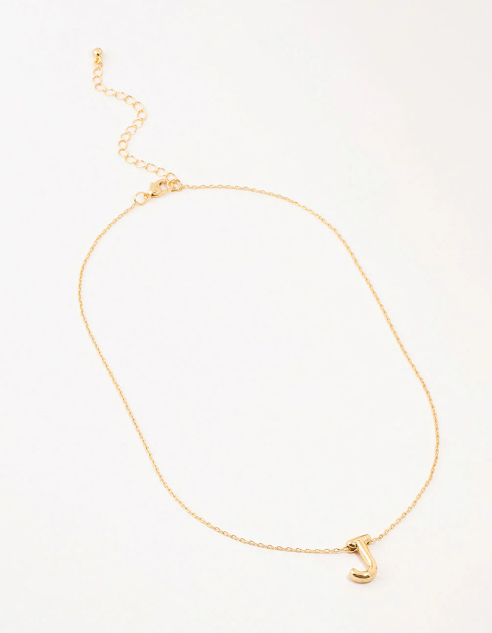 Gold Plated Bubble Letter J Necklace - Image 2