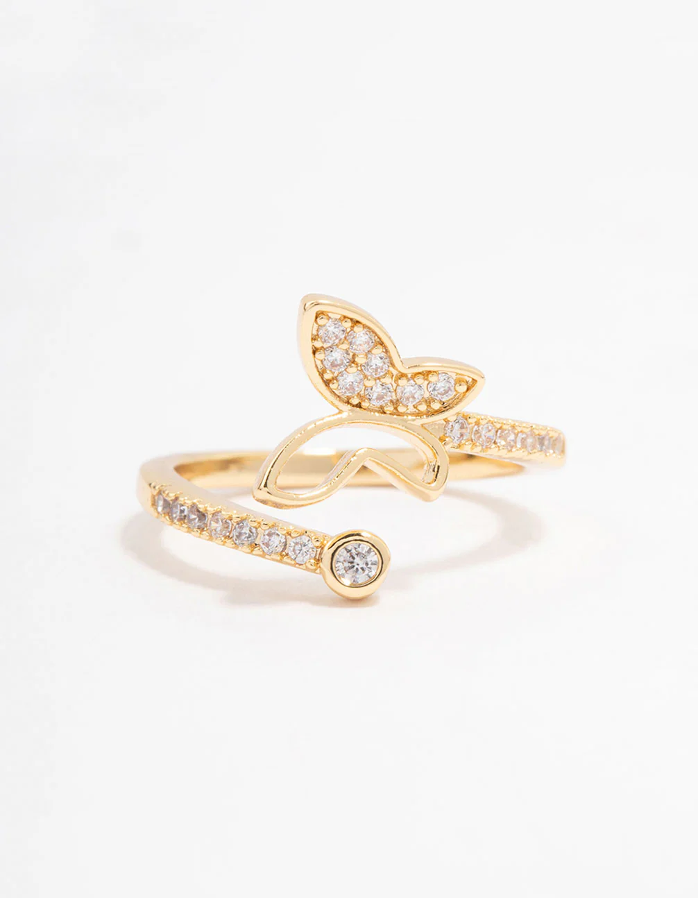 Gold Plated Butterfly Cubic Zirconia Wrapped Ring - Image 2