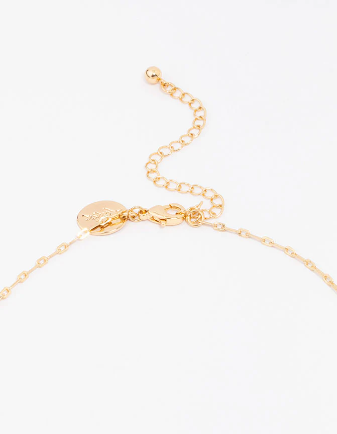 Gold Plated Cable Cross Lariat Necklace - Image 3