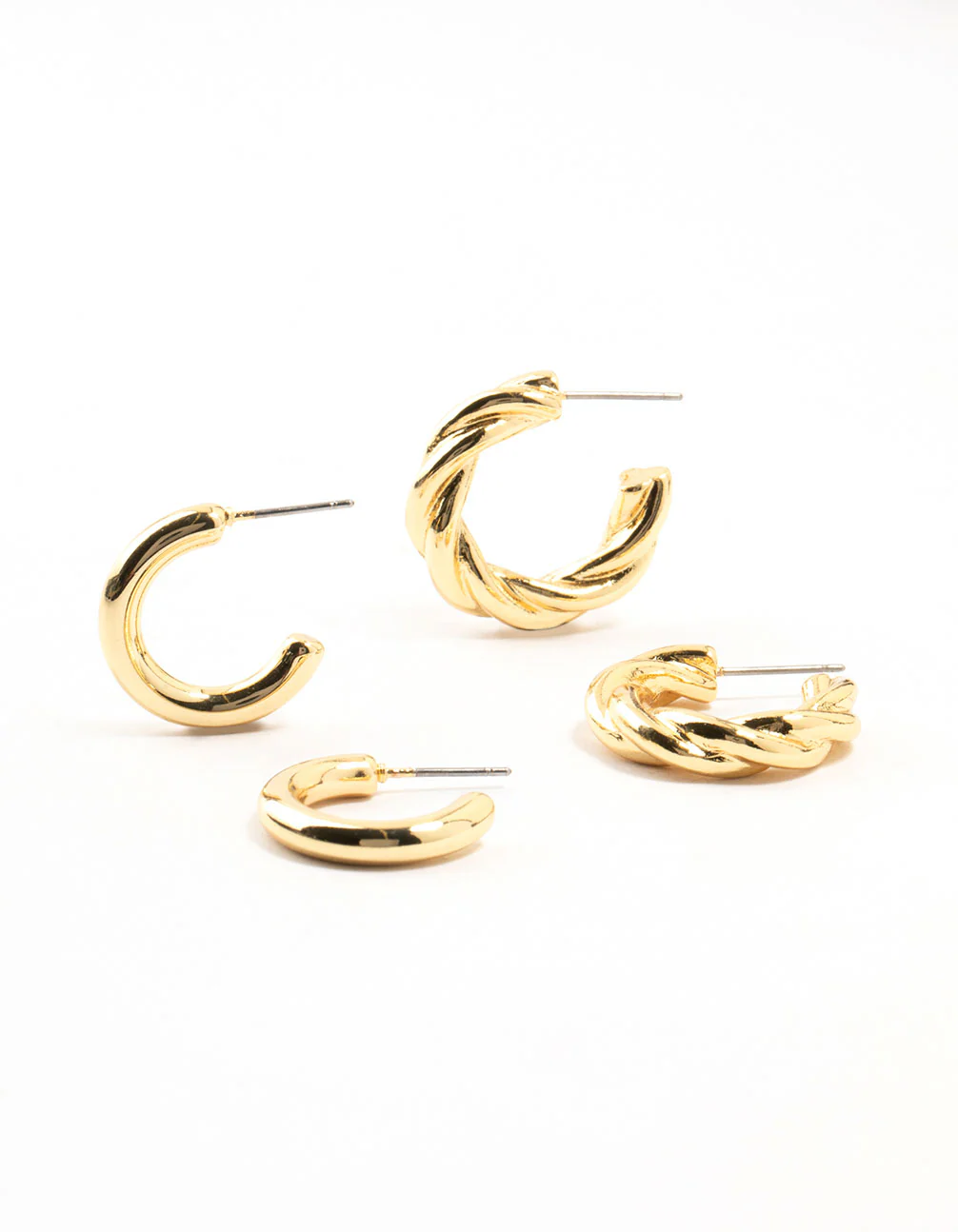 Gold Plated Classic Twisted Earrings 2-Pack