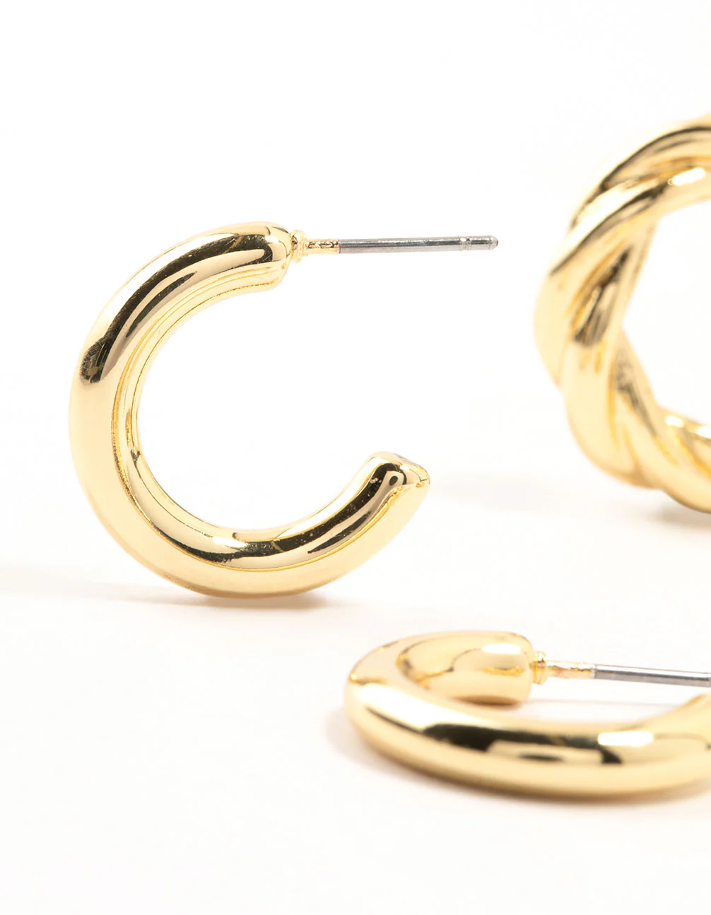 Gold Plated Classic Twisted Earrings 2-Pack - Image 2