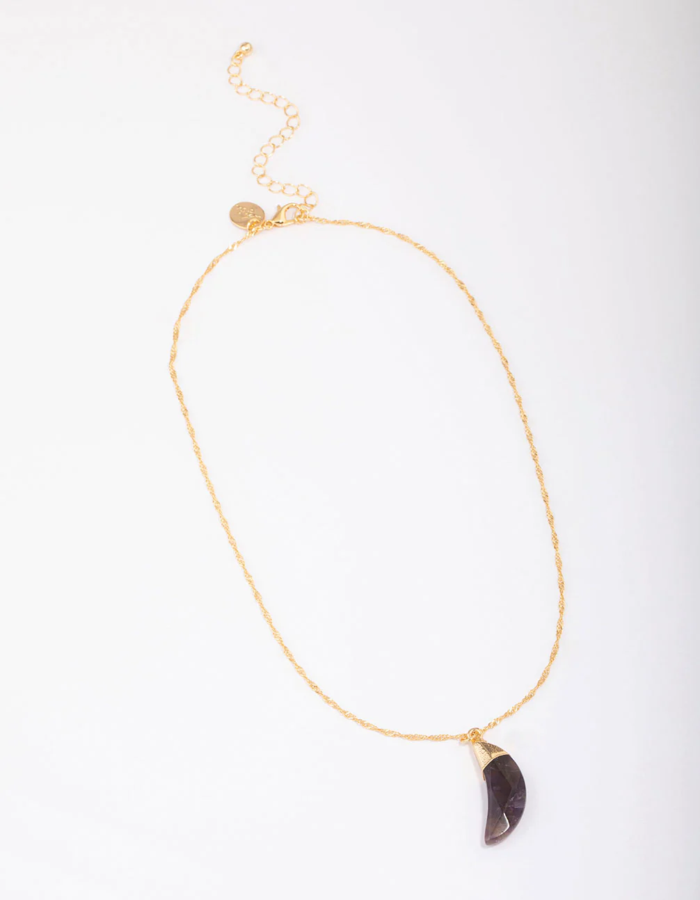 Gold Plated Crescent Amethyst Pendant Necklace - Image 3