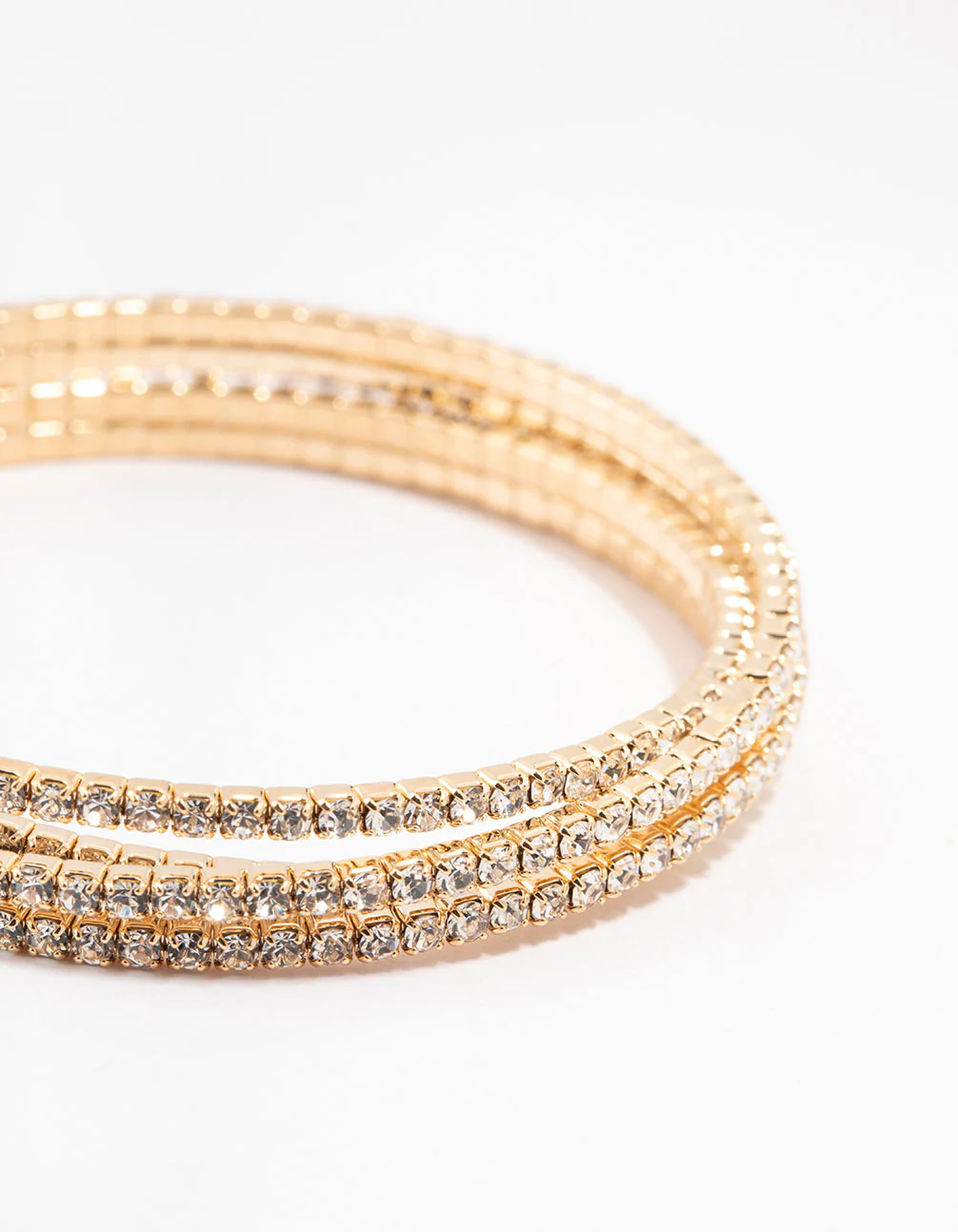 Gold Plated Crossover Diamante Bangle Bracelet - Image 2