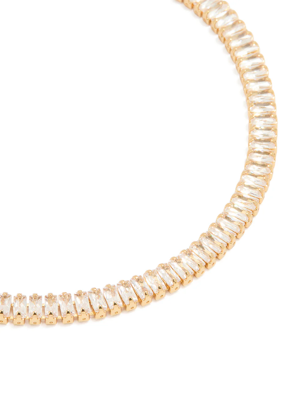 Gold Plated Cubic Zirconia Baguette Tennis Bracelet - Image 2