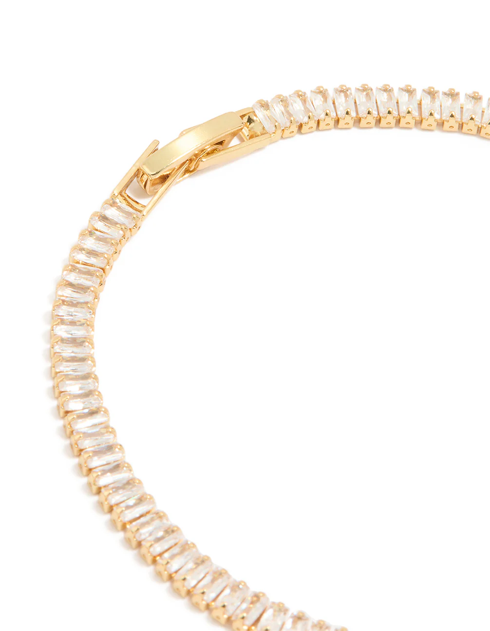 Gold Plated Cubic Zirconia Baguette Tennis Bracelet - Image 3
