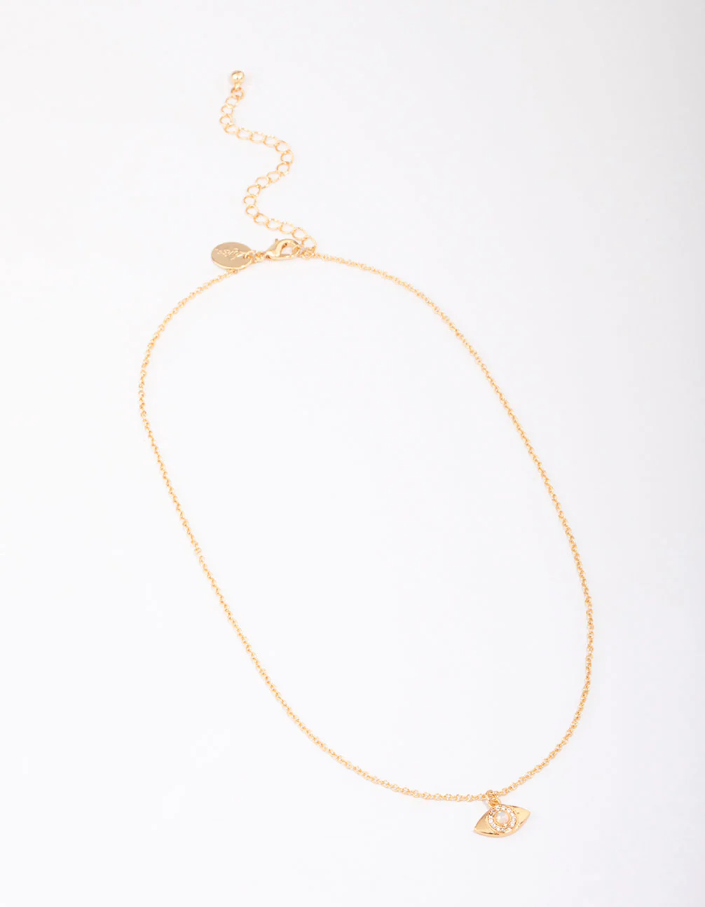 Gold Plated Cubic Zirconia Bling Evil Eye Pendant Necklace - Image 3