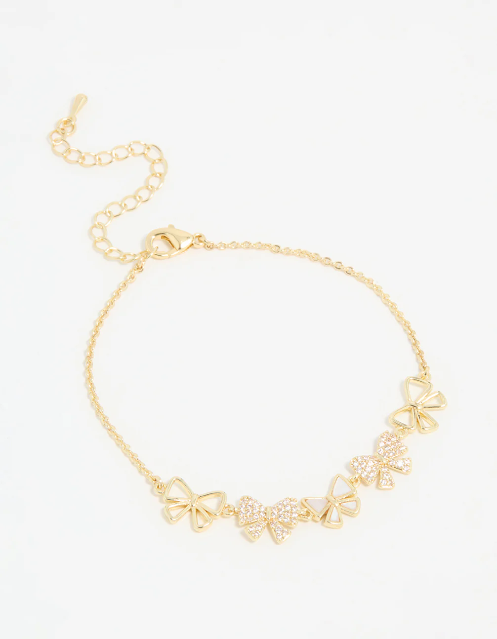 Gold Plated Cubic Zirconia Bows Bracelet