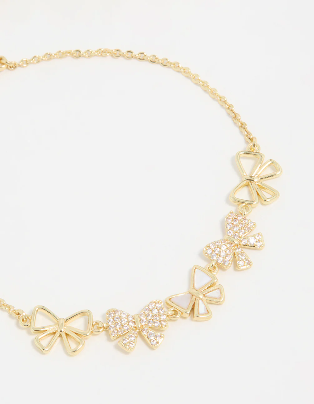 Gold Plated Cubic Zirconia Bows Bracelet - Image 2