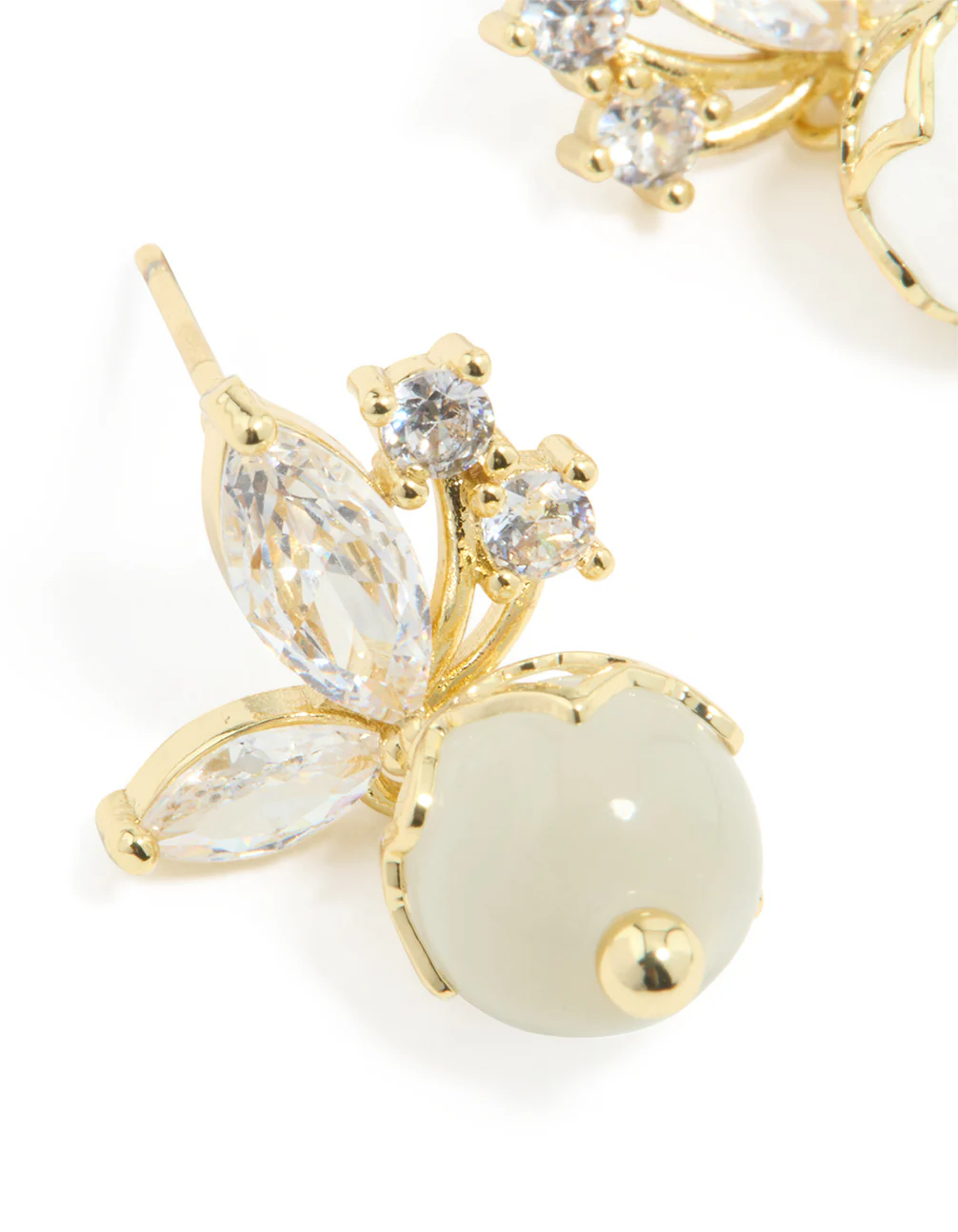 Gold Plated Cubic Zirconia Butterfly Cutout Drop Earrings - Image 2