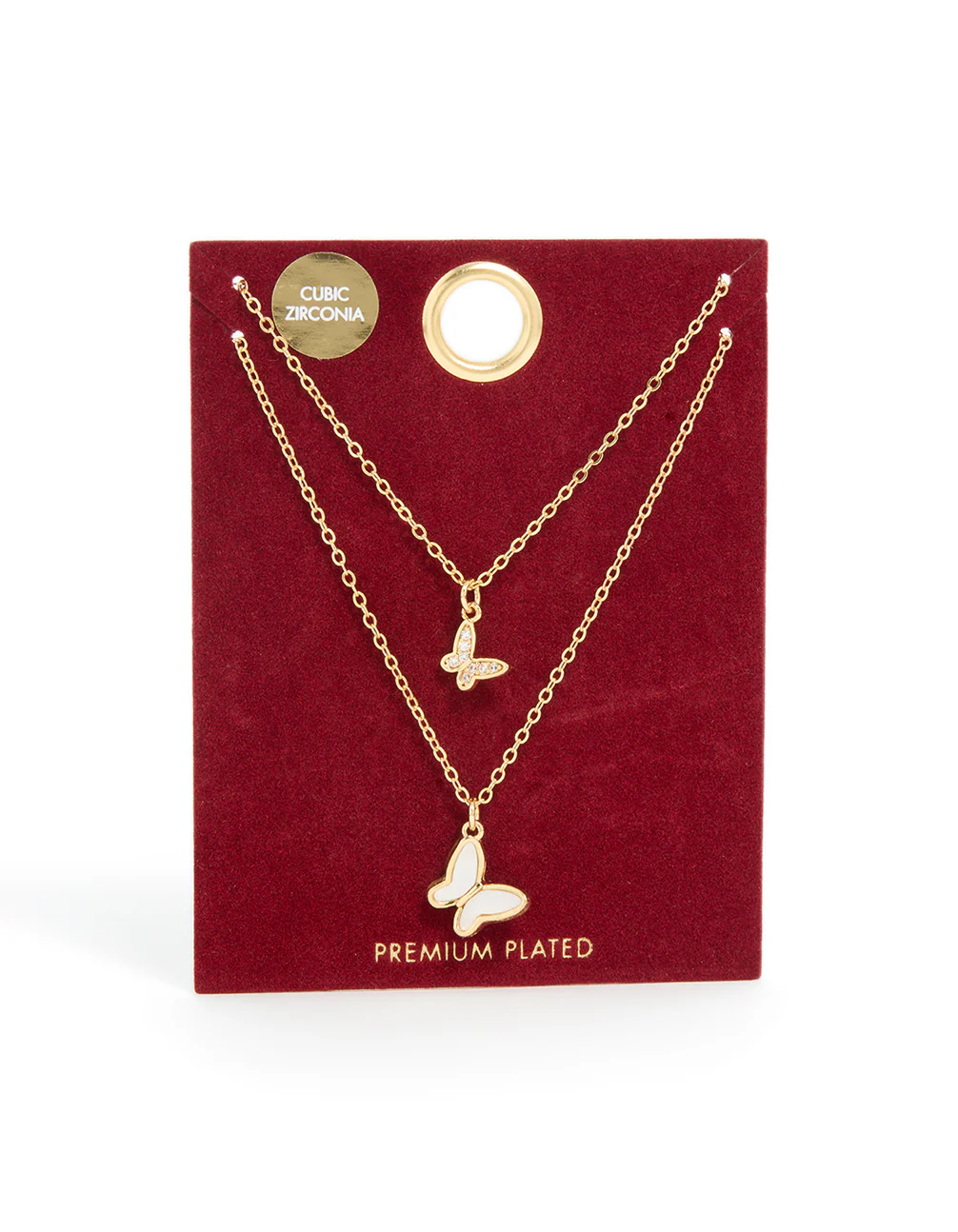 Gold Plated Cubic Zirconia Butterfly & Pearlised Butterfly Necklaces 2 Pack - Image 3