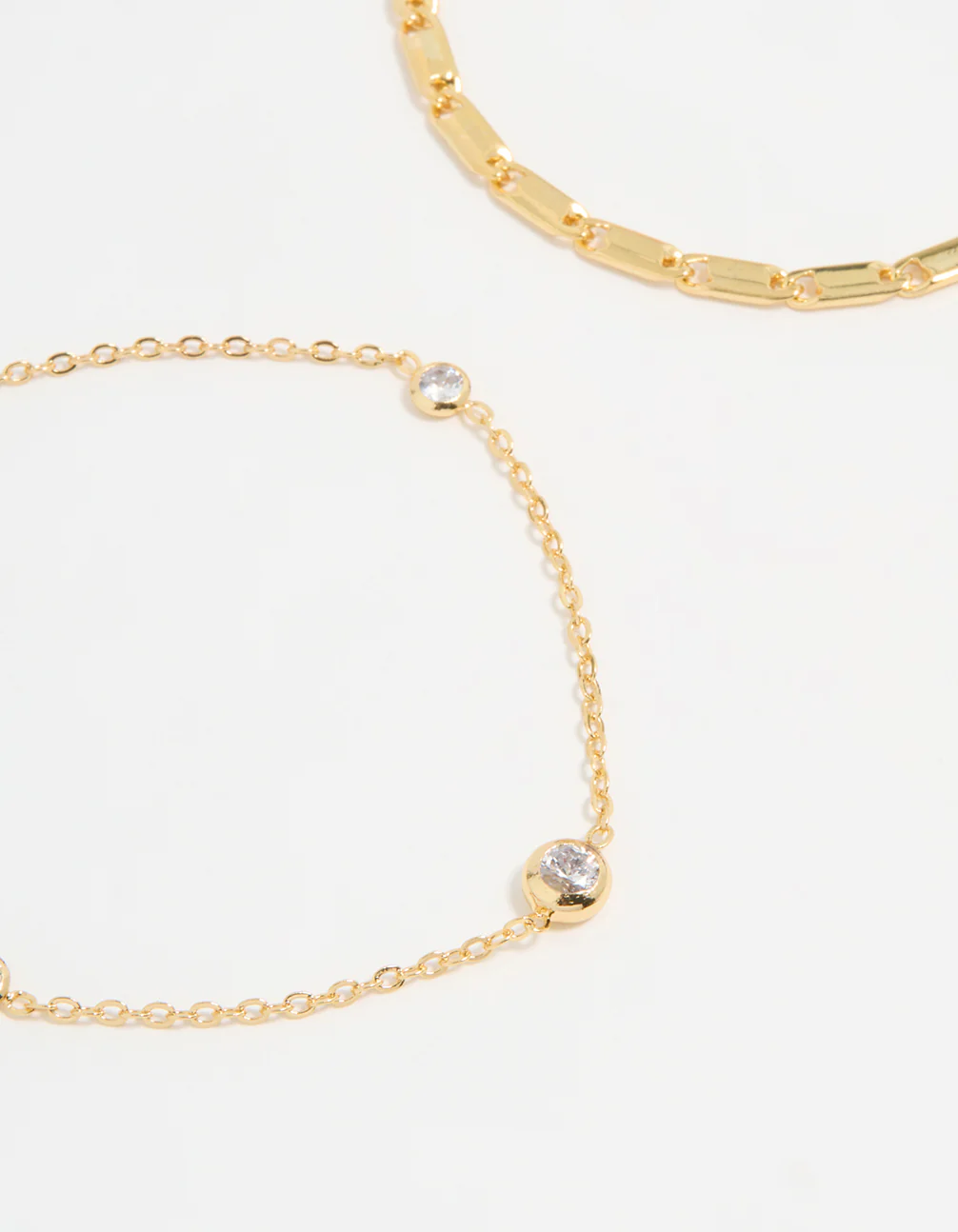 Gold Plated Cubic Zirconia & Chain Bracelets 2-Pack - Image 2