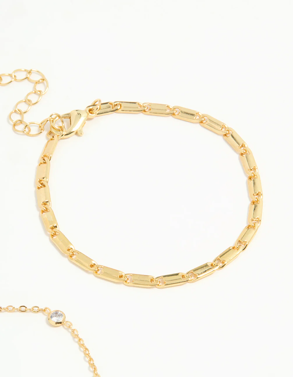 Gold Plated Cubic Zirconia & Chain Bracelets 2-Pack - Image 3