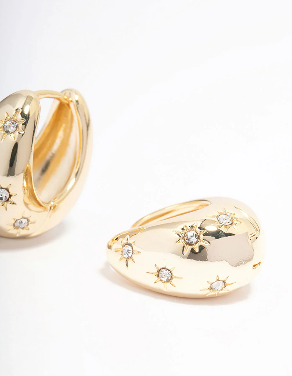 Gold Plated Cubic Zirconia Chunky Hoop Earrings - Image 3