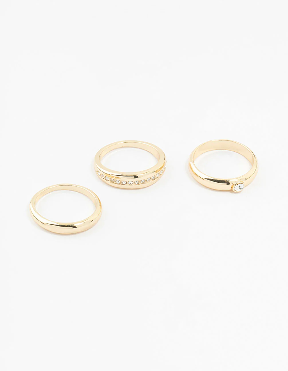 Gold Plated Cubic Zirconia Chunky Rings 3-Pack - Image 4