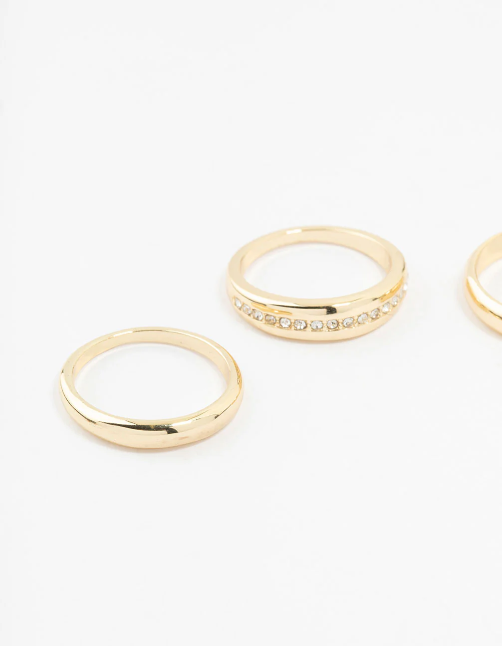 Gold Plated Cubic Zirconia Chunky Rings 3-Pack - Image 5
