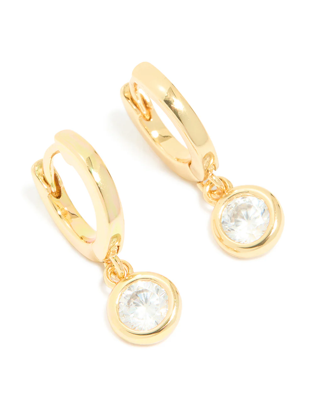 Gold Plated Cubic Zirconia Circle Huggie Earrings - Image 4