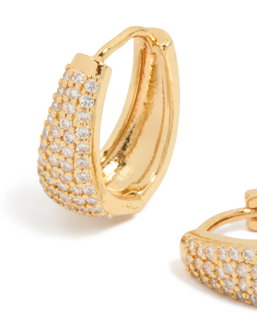 Gold Plated Cubic Zirconia Classic Pave Hoop Earrings - Image 4