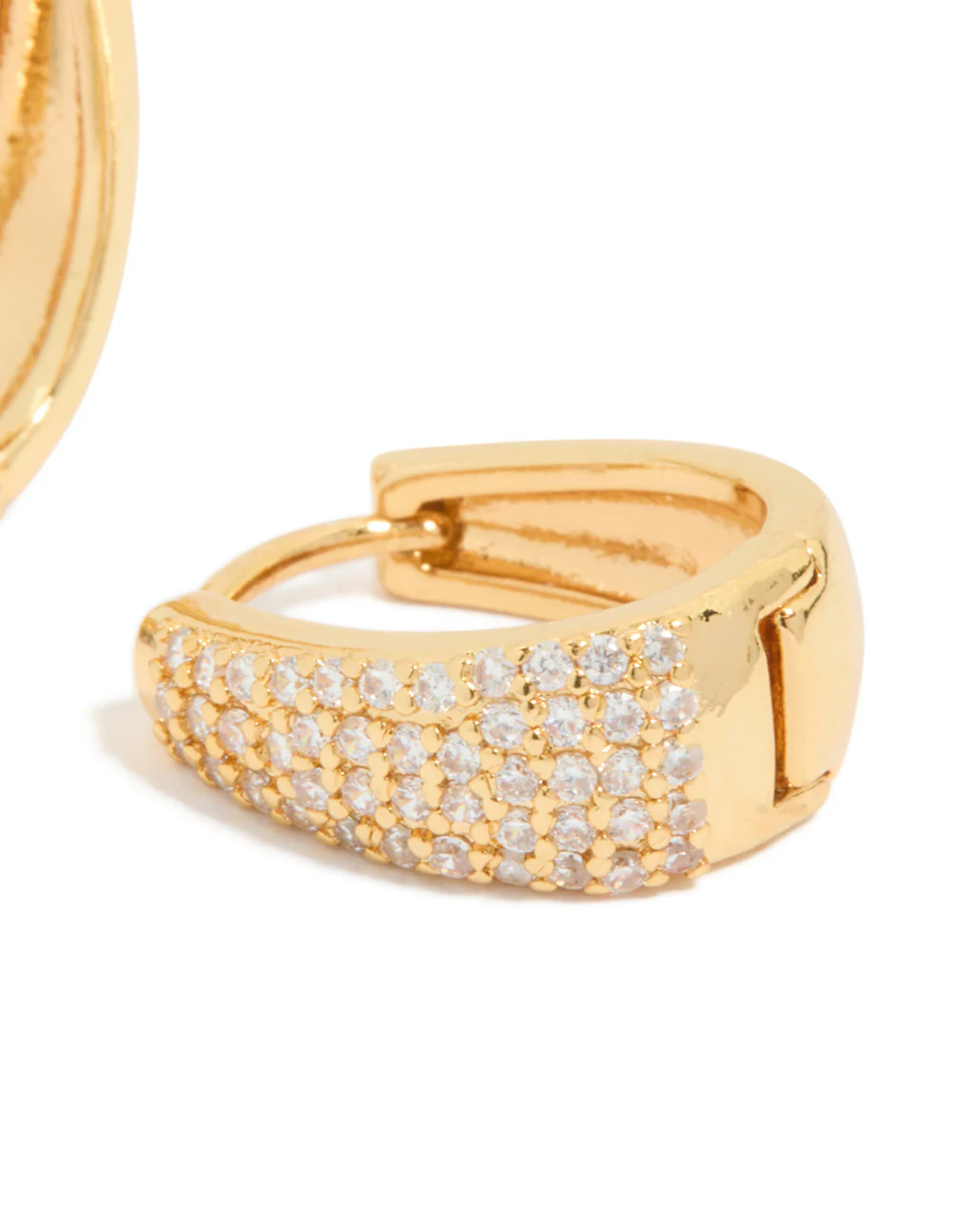 Gold Plated Cubic Zirconia Classic Pave Hoop Earrings - Image 5