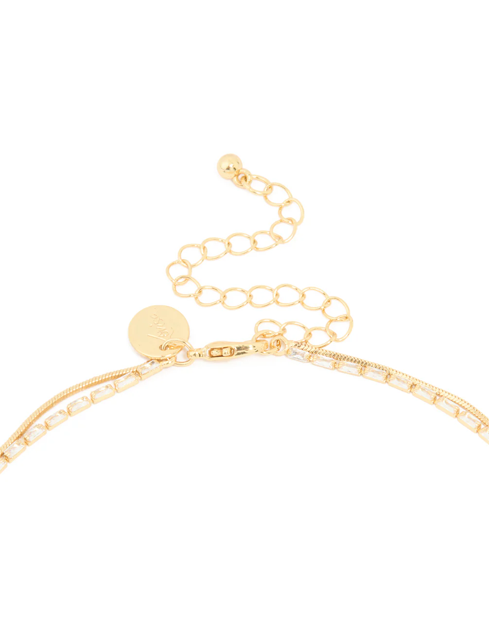 Gold Plated Cubic Zirconia Dainty Baguette Layered Necklace - Image 3