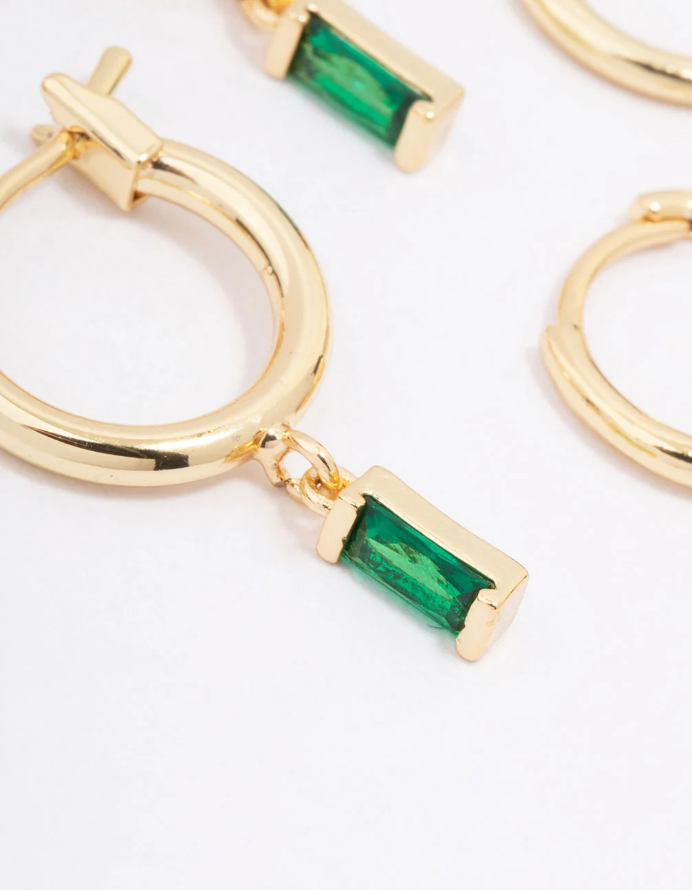 Gold Plated Emerald Cubic Zirconia Earring 3-Pack - Image 2