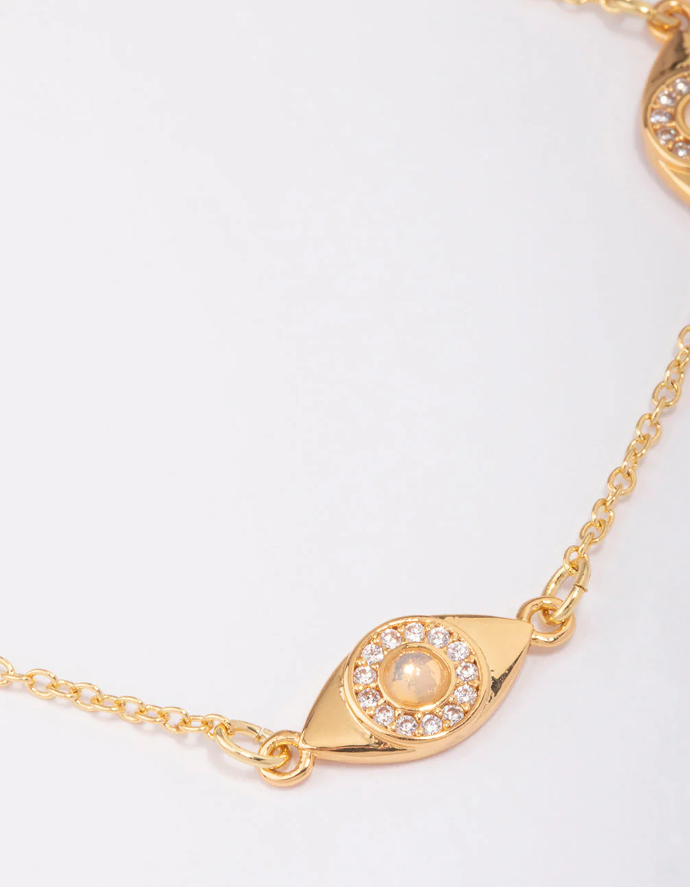 Gold Plated Cubic Zirconia Evil Eye Station Bracelet - Image 3