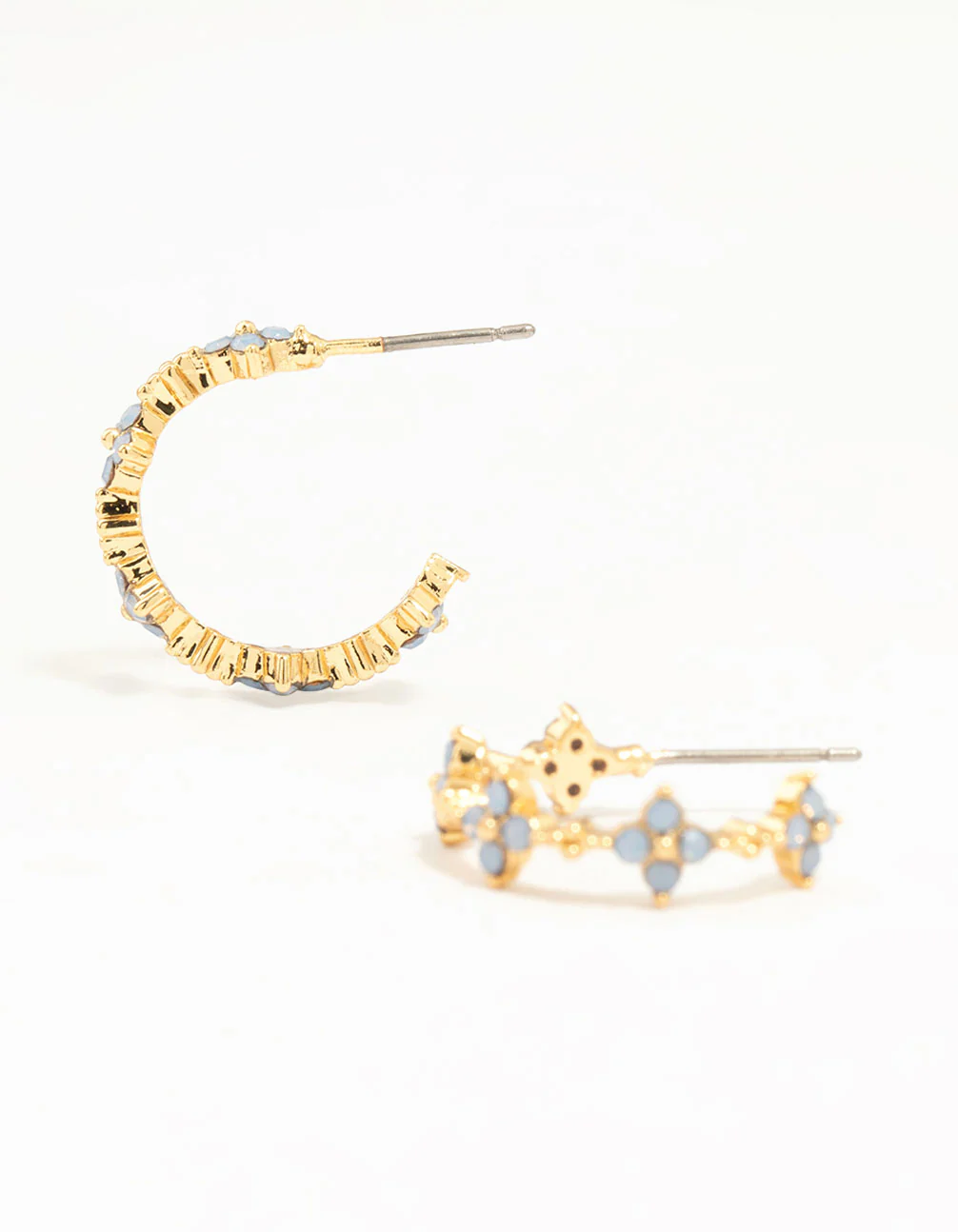 Gold Plated Cubic Zirconia Floral Hoop Earrings