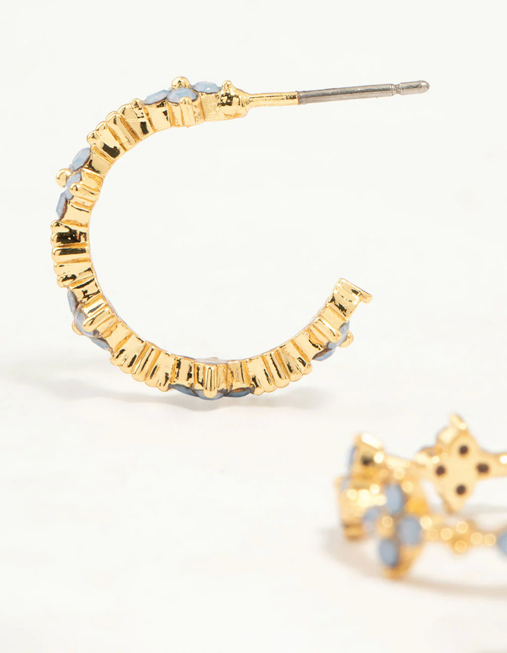 Gold Plated Cubic Zirconia Floral Hoop Earrings - Image 4