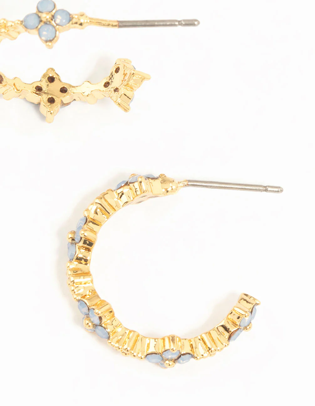 Gold Plated Cubic Zirconia Floral Hoop Earrings - Image 5