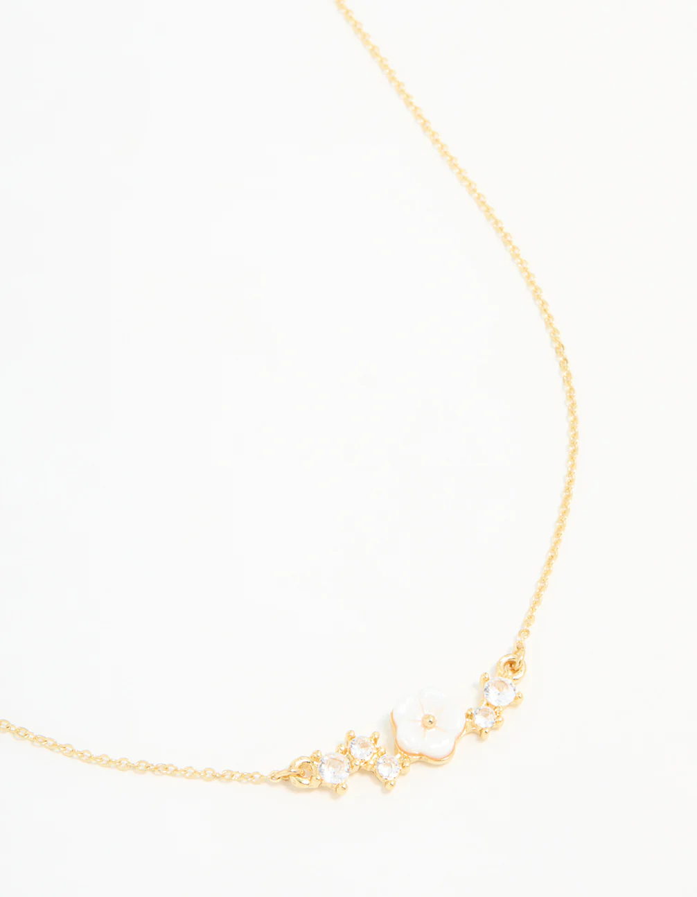Gold Plated Cubic Zirconia Flower Necklace