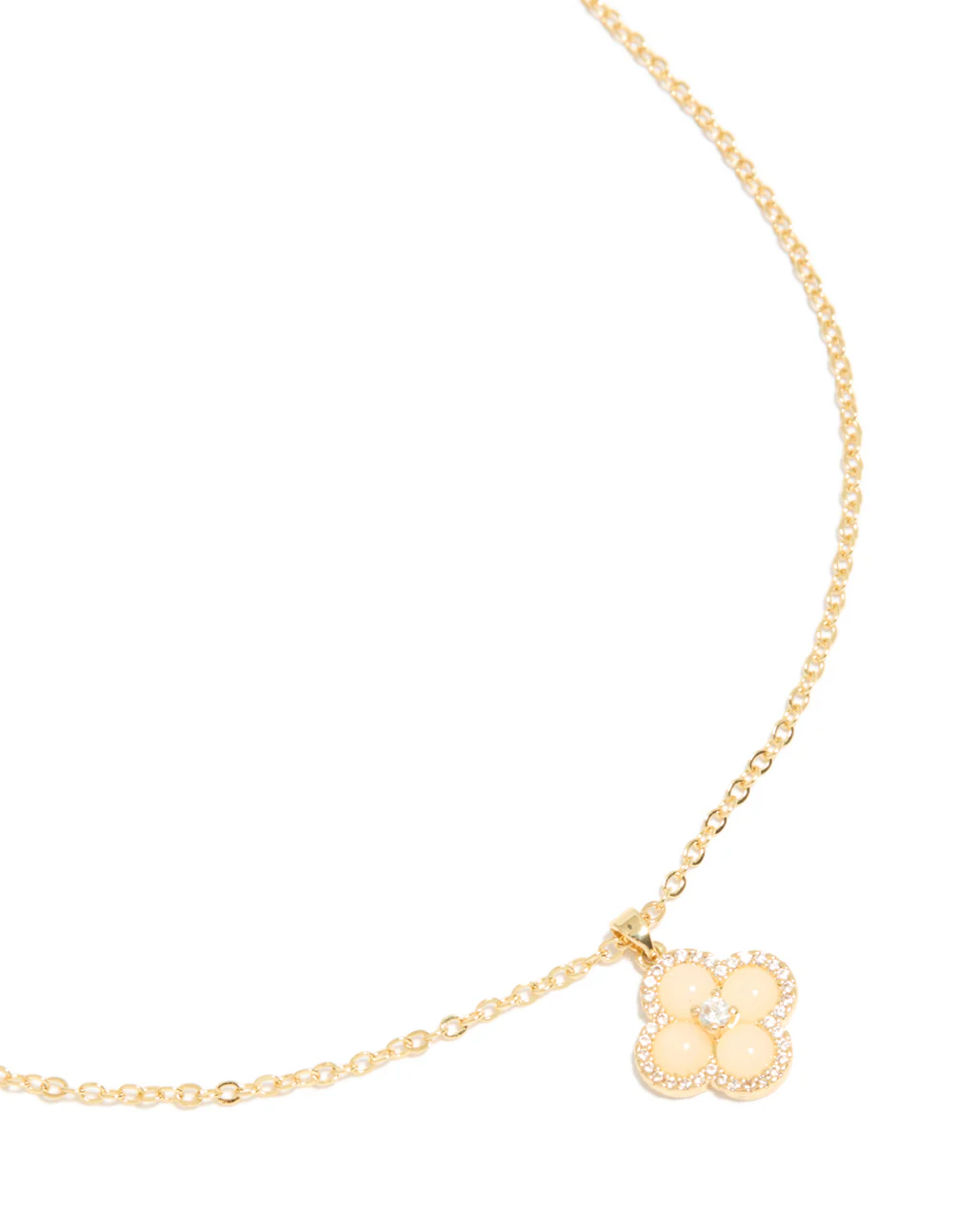 Gold Plated Cubic Zirconia Flower Necklace - Image 2