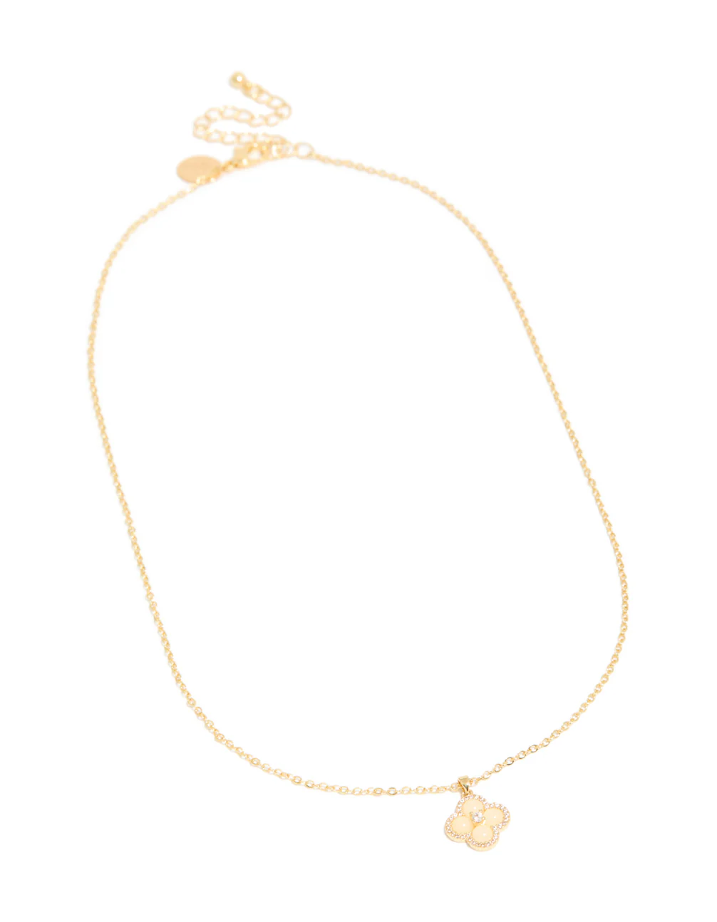 Gold Plated Cubic Zirconia Flower Necklace - Image 4