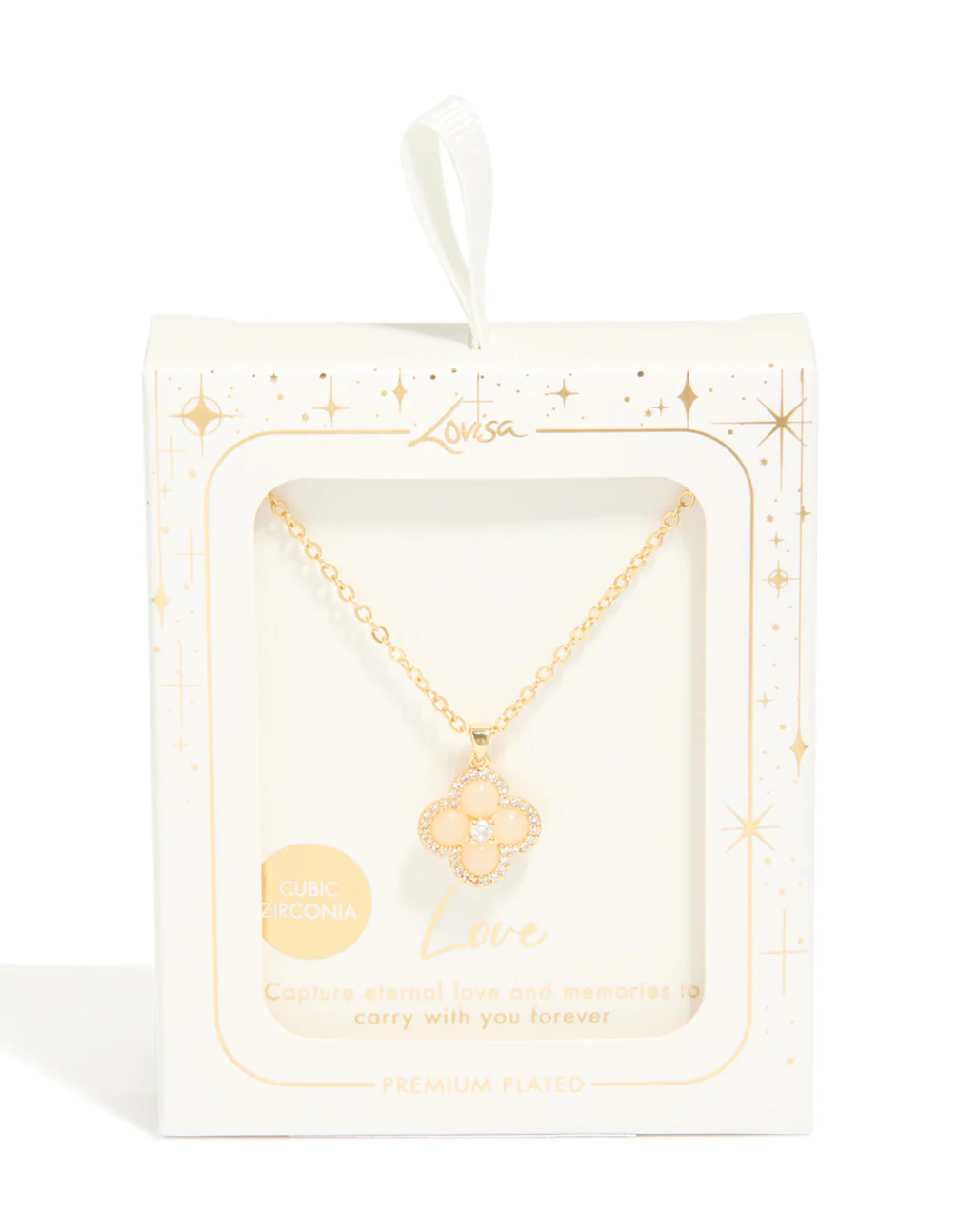 Gold Plated Cubic Zirconia Flower Necklace - Image 5
