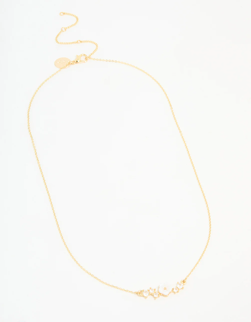 Gold Plated Cubic Zirconia Flower Necklace - Image 4