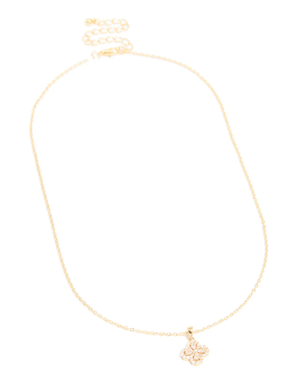 Gold Plated Cubic Zirconia Flower Pendant Necklace - Image 4